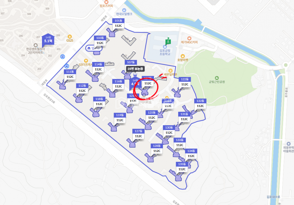 경기 김포시 장기동 109동 [김포꽃배달부동산] 장기동 한강센트럴자이 1단지 109동 4층 112C Type 매매 매물번호 10221 사진 2